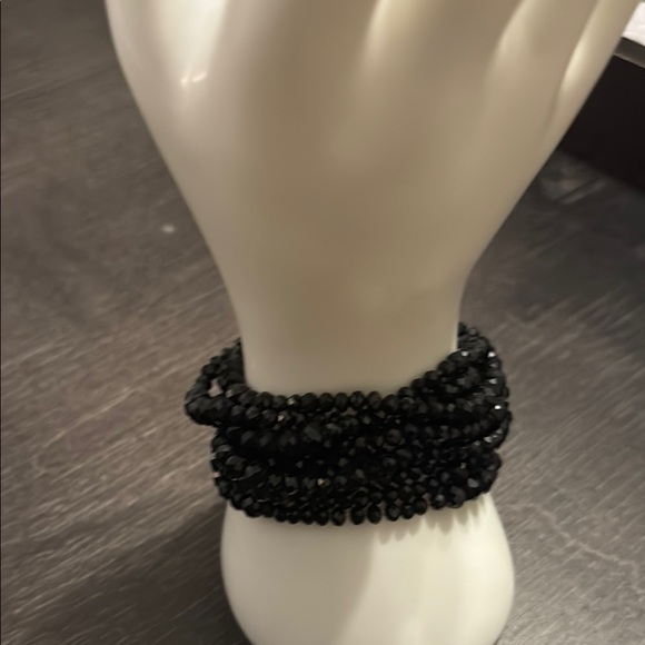Black Beaded Wrap Bracelet with Sparkly Finish - Picture 1 of 3